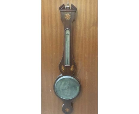 19th century mahogany and inlaid wheel barometer by G Trombella, Norwich