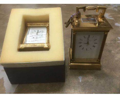 Large brass carriage clock by Matthew Norman, London together with a boxed carriage clock by Matthew Norman