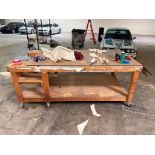 Custom Mobile Wood Work Table w/ Recessed Area for Ryobi Contractors Table Saw, Saw Included