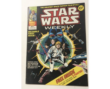 A first edition 1978 Marvel Star Wars Weekly in very good condition with cut out X-Fighter intact.