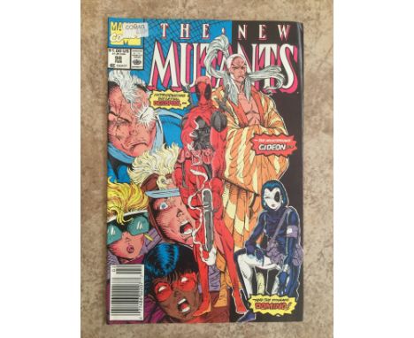 New Mutants #98 newsstand edition. First appearance of Deadpool. Price label on comic.