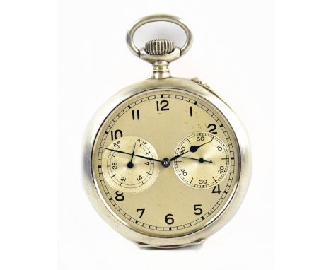 LANGE &amp; SOHNE; a German World War II period Wehrmacht officer's white metal pocket watch with silver dial set with Arabic