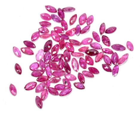 RUBY; a group of marquise cut stones totalling 7.46ct.