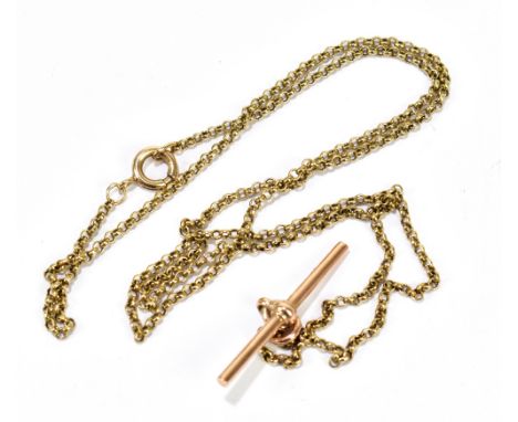A 9ct yellow gold curb link necklace with T-bar, approx 9.7g.Additional InformationLight wear, minor rubbing. Approx length 6
