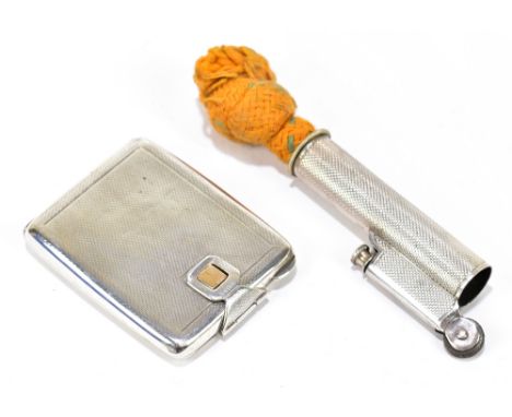 CLARK &amp; SEWELL; a George V hallmarked silver vesta case, with engine turned detail and gilded interior, Birmingham 1935, 
