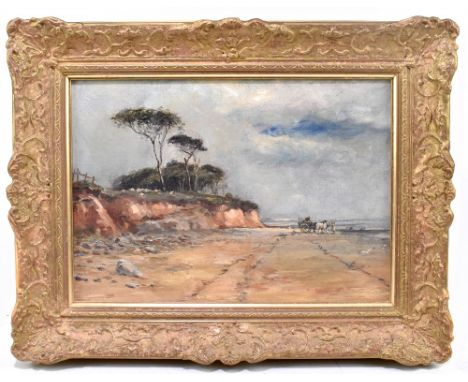 UNATTRIBUTED; oil on canvas, horse and cart and beach scene, apparently unsigned, 24 x 34cm, in an ornate gilt frame.Addition