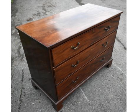 An early 20th century mahogany three drawer chest, raised on bracket feet, width 116cm, depth 55cm, height 91cm.