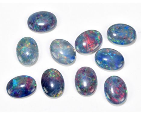 OPAL TRIPLETS; ten 16 x 12mm oval stones.