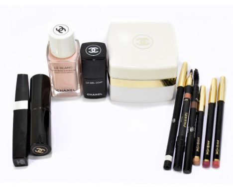 CHANEL; a quantity of new and used makeup including Rosie Light Drops, Gel Coat Varnish, Les Beiges Blush No.20 and body crèm
