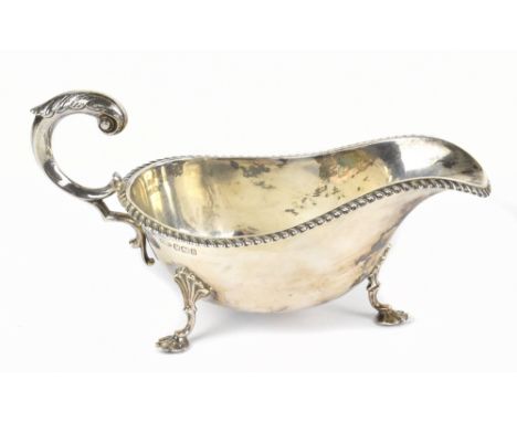 WILLIAM MAMMATT &amp; SONS; a late Victorian hallmarked silver sauce boat with cast rim, Sheffield 1899, approximate weight 5