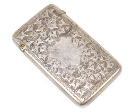 JAMES GEORGE (probably); a Victorian hallmarked silver card case of small proportions, with chased and cast decoration, surro