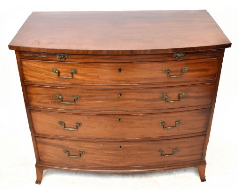 GILLOWS OF LANCASTER; a George III mahogany bowfronted chest of drawers, with slide above four drawers, on bracket feet, widt