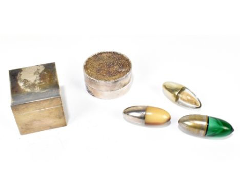 GRANT MACDONALD SILVERSMITHS; a contemporary Elizabeth II hallmarked silver pill box of circular form with textured concave c