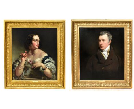 ATTRIBUTED TO FRANCIS COTES (1726-1770); 'Sir Edward Dering' and 'Lady Mary Dering', a pair of portrait studies, 74.5 x 61cm,