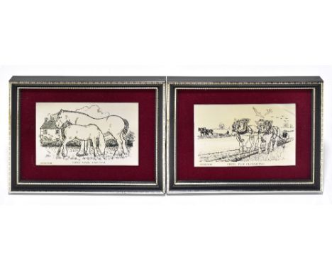 BIG BURY MINT LTD; a pair of hallmarked silver plaques 'Shire Mare and Foal' and 'Shire Pair Ploughing', Birmingham 1978, ove