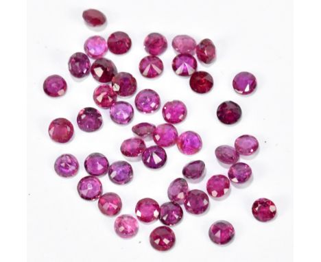 RUBY; a group of 3.5mm round cut stones totalling 9.28ct.