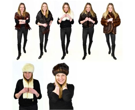 A short dark brown vintage mink fur jacket, fully lined, with short three quarter length sleeves, a short dark brown vintage 