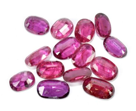 RUBY; a group of oval cut stones totalling 16.30ct.