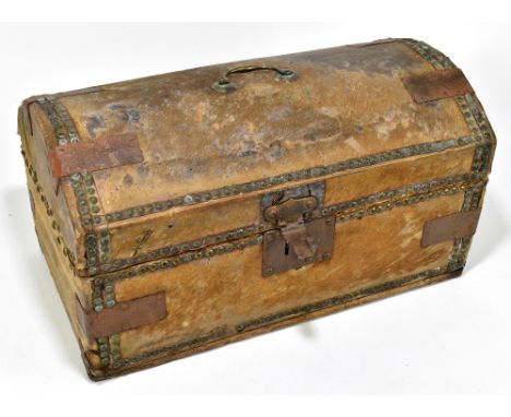 BRYANT'S TRUNK &amp; BUCKET WAREHOUSE, LUDGATE HILL, LONDON; a 19th century hide and studded dome topped trunk with internal 