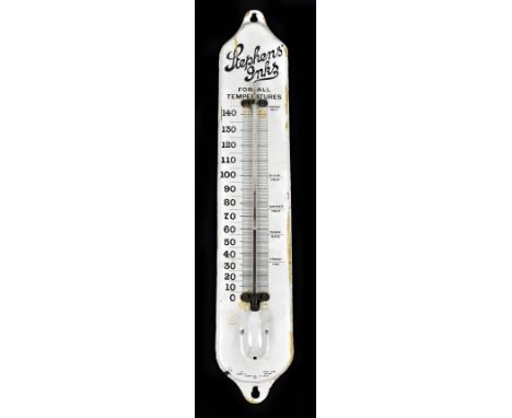 STEPHENS INKS; an original advertising enamel thermometer, height 61cm.Additional InformationObvious chipping and losses to t