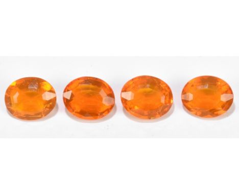 FIRE OPAL; four 11 x 9mm oval cut stones totalling 9.20ct.