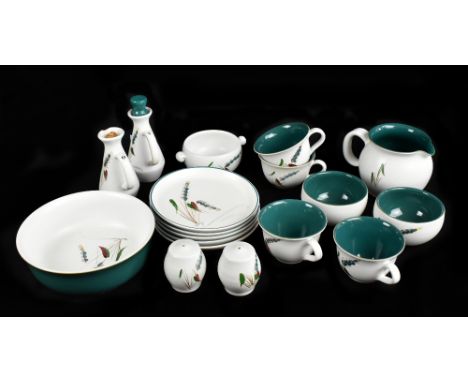 DENBY; an extensive tea and dinner service decorated in the 'Green Wheat' pattern.

