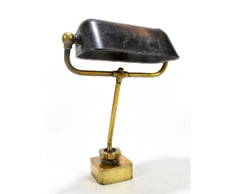 GABRIEL &amp; CO LTD OF BIRMINGHAM; a brass student's lamp, height approx 40cm (af).Additional InformationThe shade is cracke