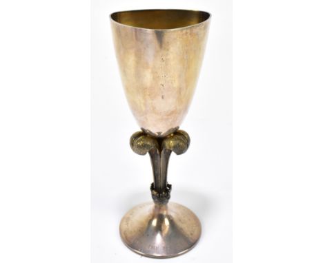 STUART DEVLIN; an Elizabeth II hallmarked silver commemorative goblet, produced for the wwedding of the Prince of Wales and L