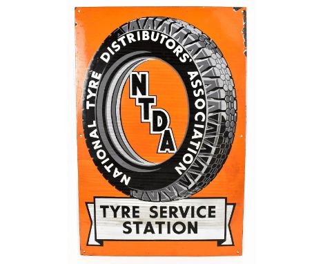 A vintage enamelled sign 'National Tyre Distributors Association Tyre Service Station', 77 x 51cm.Additional InformationChipp