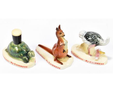 CARLTONWARE; three advertising Guinness figures, each inscribed 'My goodness, my Guinness' to the rims, including Kangaroo an