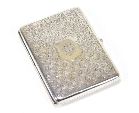 JAMES DIXON &amp; SON; a Victorian hallmarked silver cigarette box, with engine turned floral decoration flanking two shield 