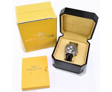 BREITLING; a gentleman's chronograph Certifie chronometre automatic wristwatch, the grey coloured dial set with Arabic numera