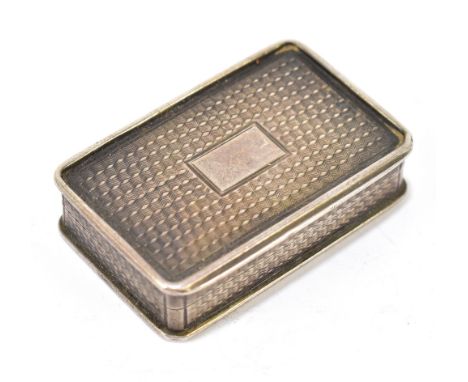NATHANIEL MILLS; a William IV hallmarked silver vinaigrette of rectangular form with engine turned decoration flanking a rect