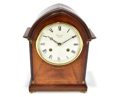 COMMITTI LONDON; a Regency style limited edition inlaid mahogany mantel clock, issued for the Golden Jubilee of Queen Elizabe