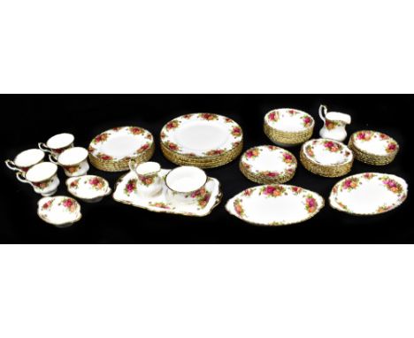 ROYAL ALBERT; a forty-eight piece part tea and dinner service decorated in the 'Old Country Roses' pattern.Additional Informa