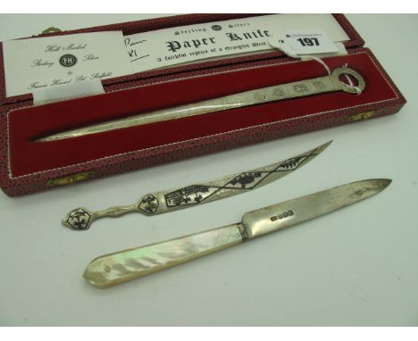 A Hallmarked Silver Paper Knife, "A Faithful Replica of a Georgian Meat Skewer", FH, Sheffield 1979, in original fitted case;
