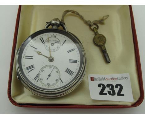 A Chester Hallmarked Silver Cased Openface Pocketwatch, the white dial with Roman numerals, seconds subsidiary dial and up do