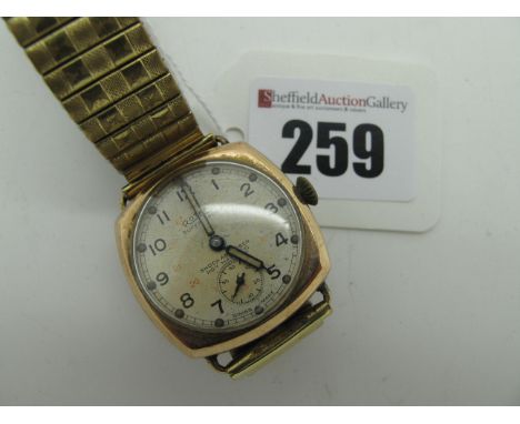 Rotary; A Vintage 9ct Gold Cased Gent's Wristwatch, the "Super Sport" signed dial with Arabic numerals and seconds, subsidiar