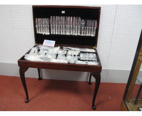 A Twelve Setting Canteen of Kings Pattern Plated Cutlery, including steak knives, cake slices, ladle, fish knives and forks e