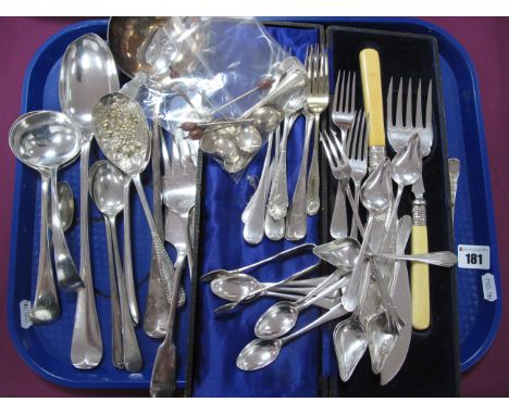 A Set of Six Hallmarked Silver Coffee Spoons, with coffee bean finial; two sets of three hallmarked silver coffee spoons; tog