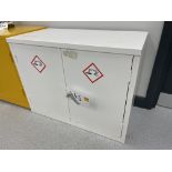 A steel double door chemicals storage cabinet, 92cm x 47cm x 71cm h.