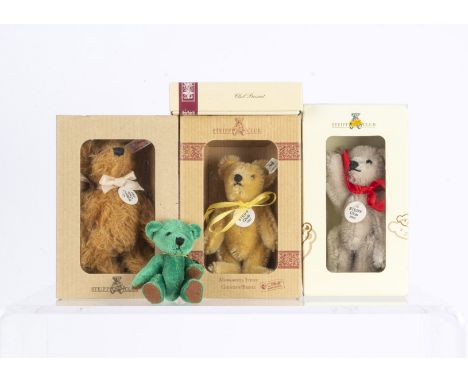 Four Steiff Club Miniature teddy bears, for the years 1997, 2002, 2005 all in original boxes with certificates and a smaller 