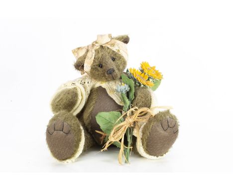 A Hyefolk Dily's collectors teddy bear,  designed by Pamela and Sally-Jane Hobbs, a one off collectors bear with card tag, ho