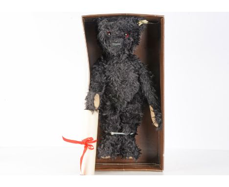 A Steiff limited edition black British Collectors 1912 Replica Teddy Bear, 250 of 3000, in original box with certificate, 199