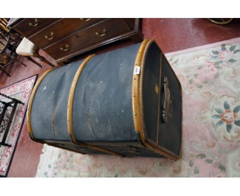 Large domed canvas & wooden trunk