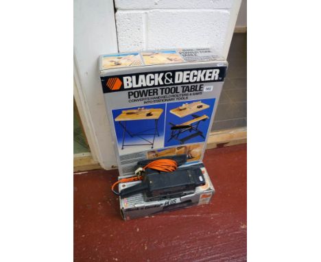 Black & Decker power tool table and electric belt sander