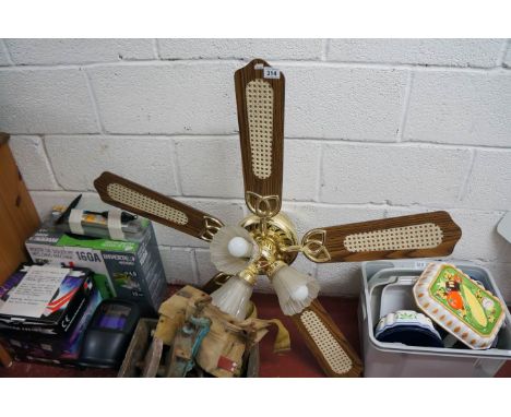 Brass centre light with fan