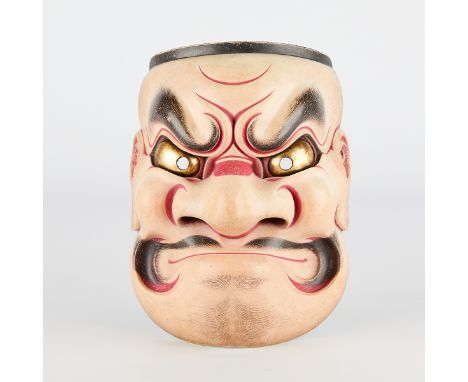 Bidou Yamaguchi (born Yamaguchi Hiroki) (Japanese, b. 1970). Noh mask depicting Beshimi. Carved wood with pigments, lacquer, 