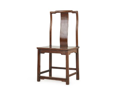 One 18th century Chinese export rosewood side chair with a flared shaped crest with two open form splats.Provenance: The coll