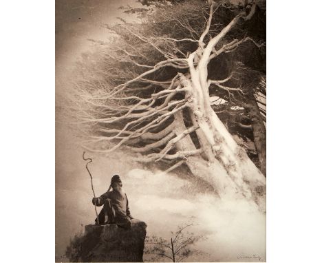 Chin San Long (Lang Jingshan) (Chinese, 1892-1995). Photograph titled "Zhang Daqian (Cypress Trees)," executed 1963, depictin